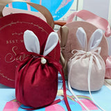Bunny Ears Gift Bag with Pearl Decor 1PC 3Colours Flannelette - Discount Packaging Warehouse