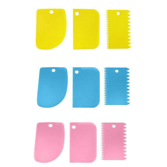 Cake Baking Tools 3PCS 4Colours Dough Cutter Icing Scraper Cake Smoother - Discount Packaging Warehouse