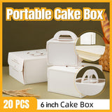 Cake Boxes with Display Window and Handle 20PCS 6Inch White Cardboard - Discount Packaging Warehouse