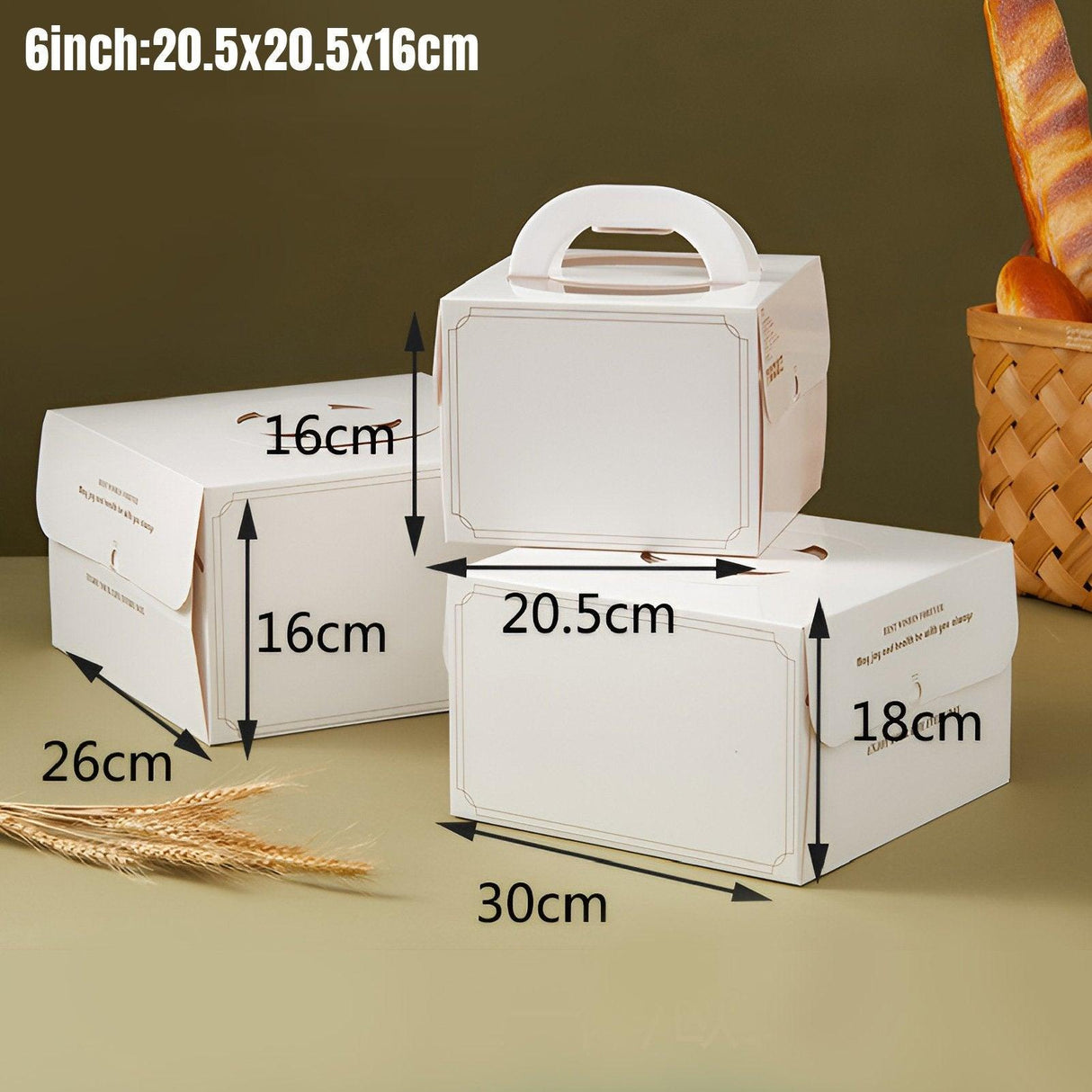 Cake Boxes with Display Window and Handle 20PCS 6Inch White Cardboard - Discount Packaging Warehouse
