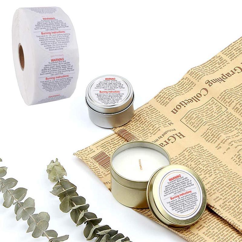 Candle Safety Warning Stickers 1ROLL 500PCS 3.6cm Round - Discount Packaging Warehouse