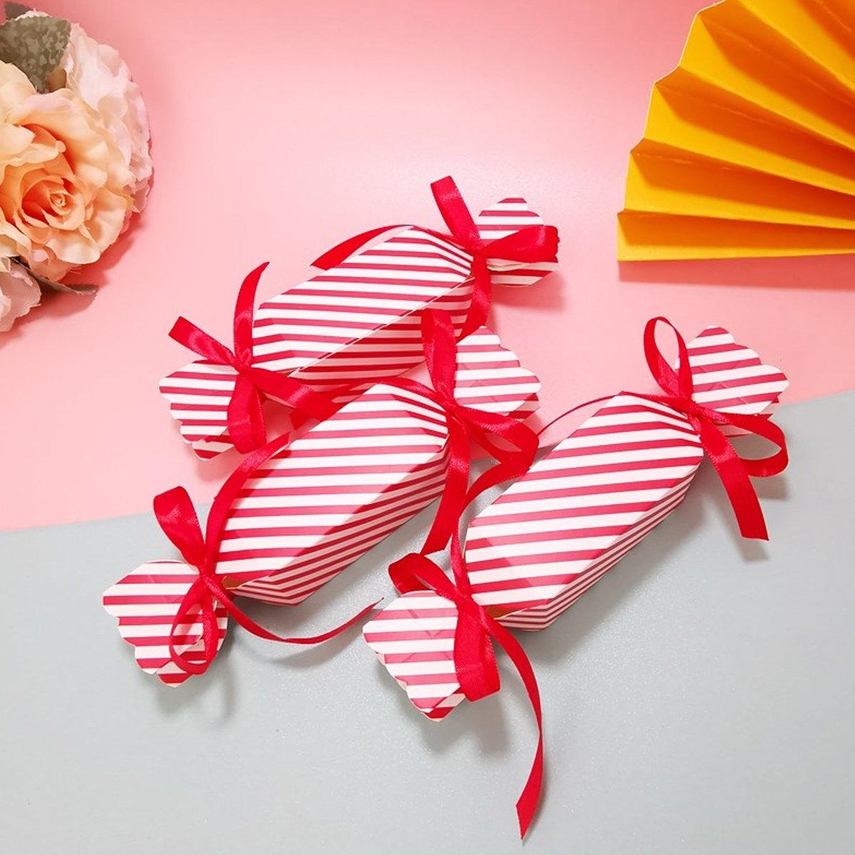 Candy Shaped Gift Box 50PCS Paper with 100PCS Ribbons for Gifts