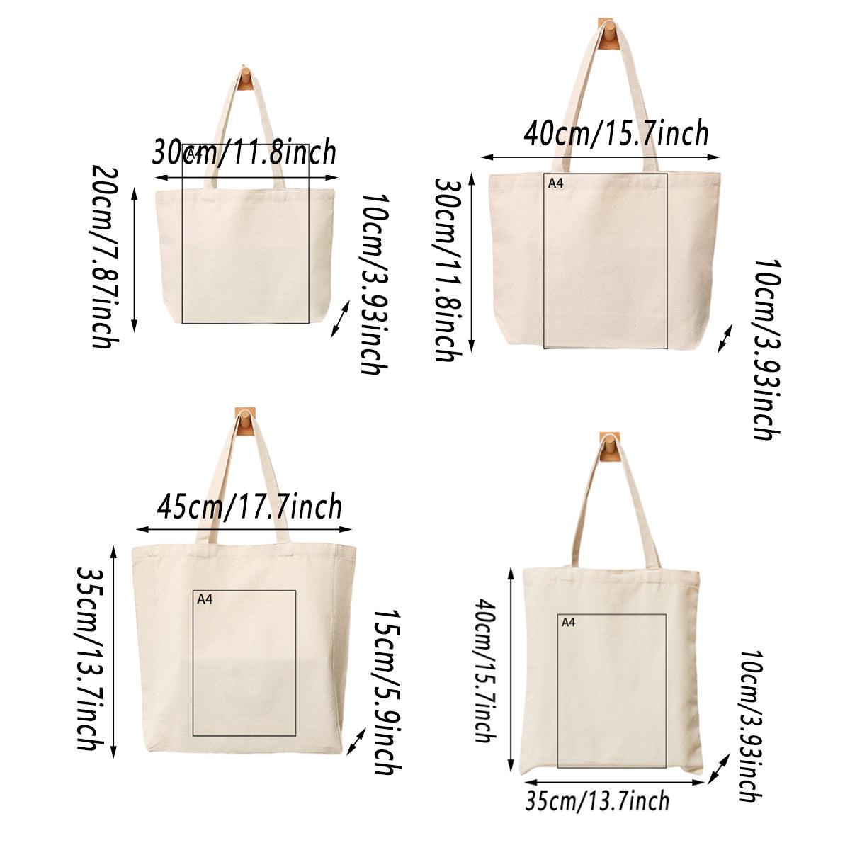 Canvas Tote Bag 5PCS Cotton Customizable