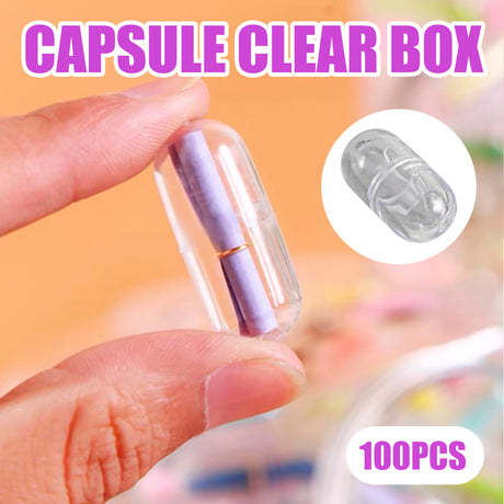 Transparent Capsule Shell Plastic Empty Storage Box 100PCS