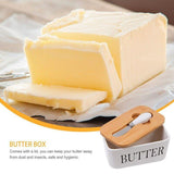 Ceramic Butter Dish with Bamboo Lid & Cutter 1PC 600ml - Discount Packaging Warehouse