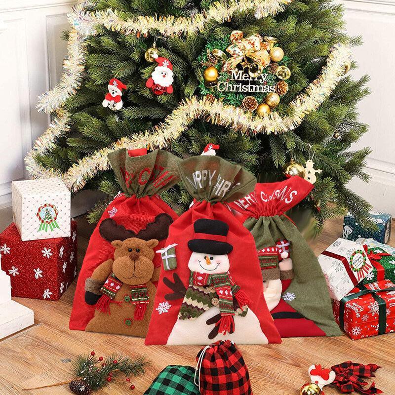 Christmas Gift Bags 1PC 35x56cm Xmas Santa Gifts Sack - Discount Packaging Warehouse