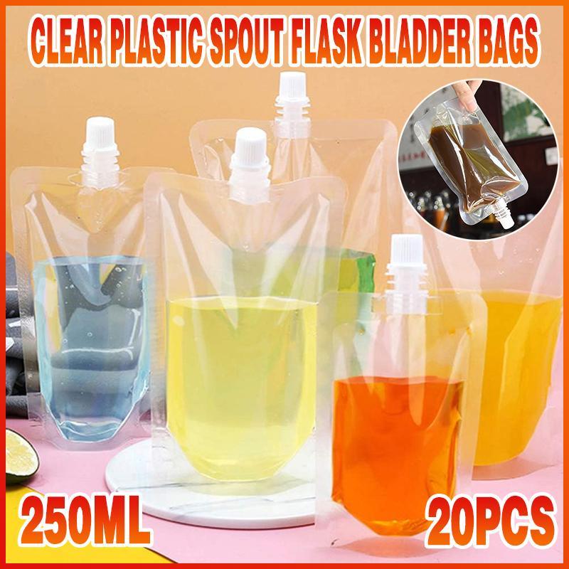 Clear Plastic Flask 20PCS PE Leak-Proof Bags for Outdoor Events