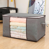 Grey non-woven fabric blanket storage bags with secure zippers for easy storage