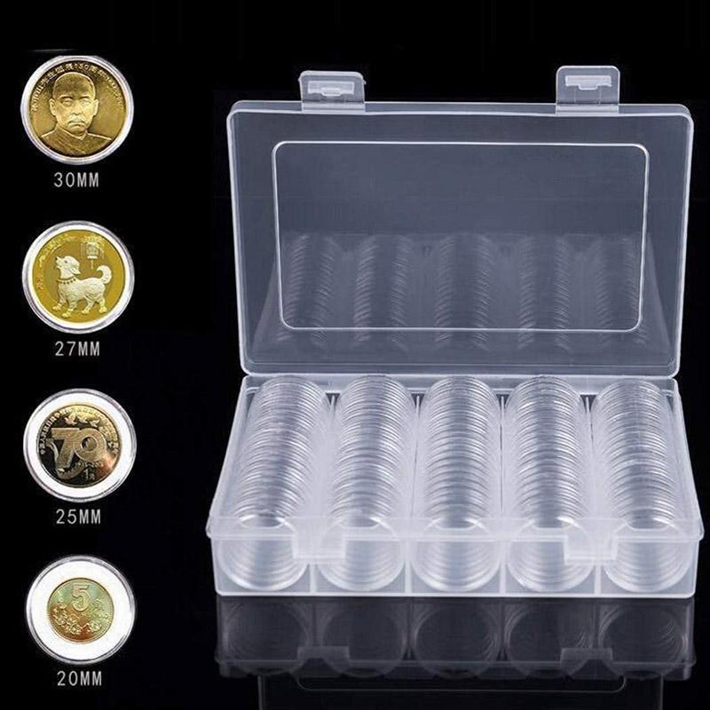 Coin Storage Box 1Set Clear PS 17-30mm Coin Capsules with Eva Foam Gaskets - Discount Packaging Warehouse