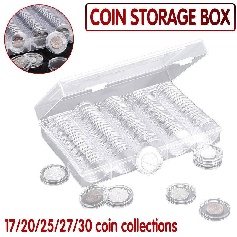 Coin Storage Box 1Set Clear PS 17-30mm Coin Capsules with Eva Foam Gaskets - Discount Packaging Warehouse