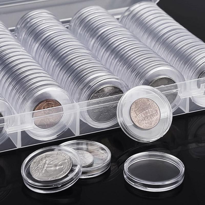 Coin Storage Box 1Set Clear PS 17-30mm Coin Capsules with Eva Foam Gaskets - Discount Packaging Warehouse