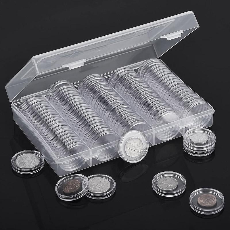 Coin Storage Box 1Set Clear PS 17-30mm Coin Capsules with Eva Foam Gaskets - Discount Packaging Warehouse