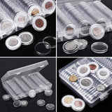 Coin Storage Box 1Set Clear PS 17-30mm Coin Capsules with Eva Foam Gaskets - Discount Packaging Warehouse