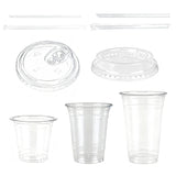 Disposable Plastic Cold Drink Cup with Lids Straws for Takeaway Beverage Use
