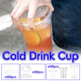 Disposable Plastic Cold Drink Cup with Lids Straws for Takeaway Beverage Use