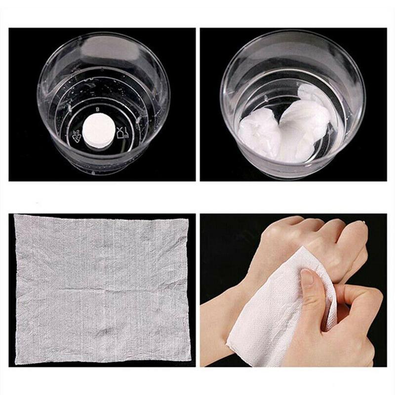 Compressed Towels 200PCS White Tablet Wash Cloth Spunlace Nonwoven Fabric - Discount Packaging Warehouse
