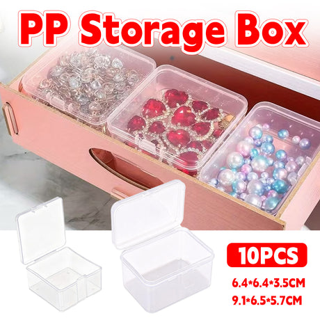 10PCS Mini Clear Plastic Storage Boxes Small Parts Organiser