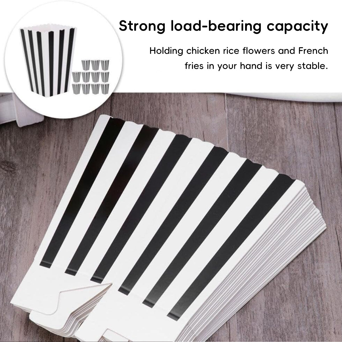 100PCS Popcorn Boxes Food Grade Disposable Snack Packaging