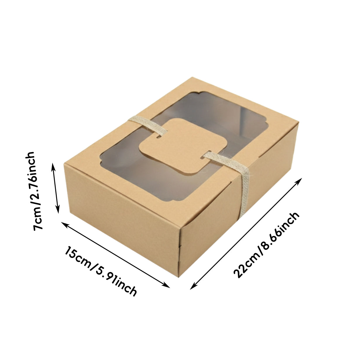 24PCS Kraft Candy Boxes with Clear Window Durable Gift Packaging
