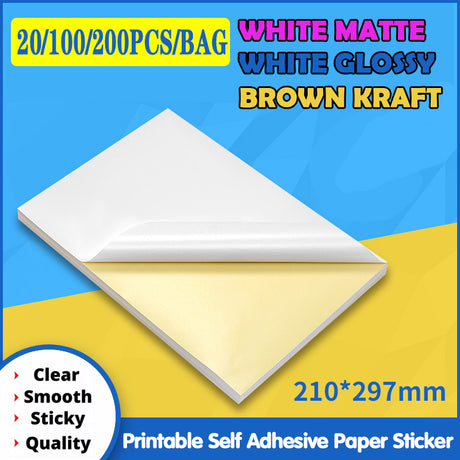 A4 Self Adhesive Sticker Paper Sheet Label Laser Inkjet Print