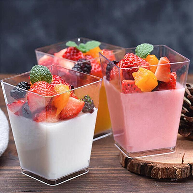 Elegant Mini Trifle Cups filled with colorful layered desserts.