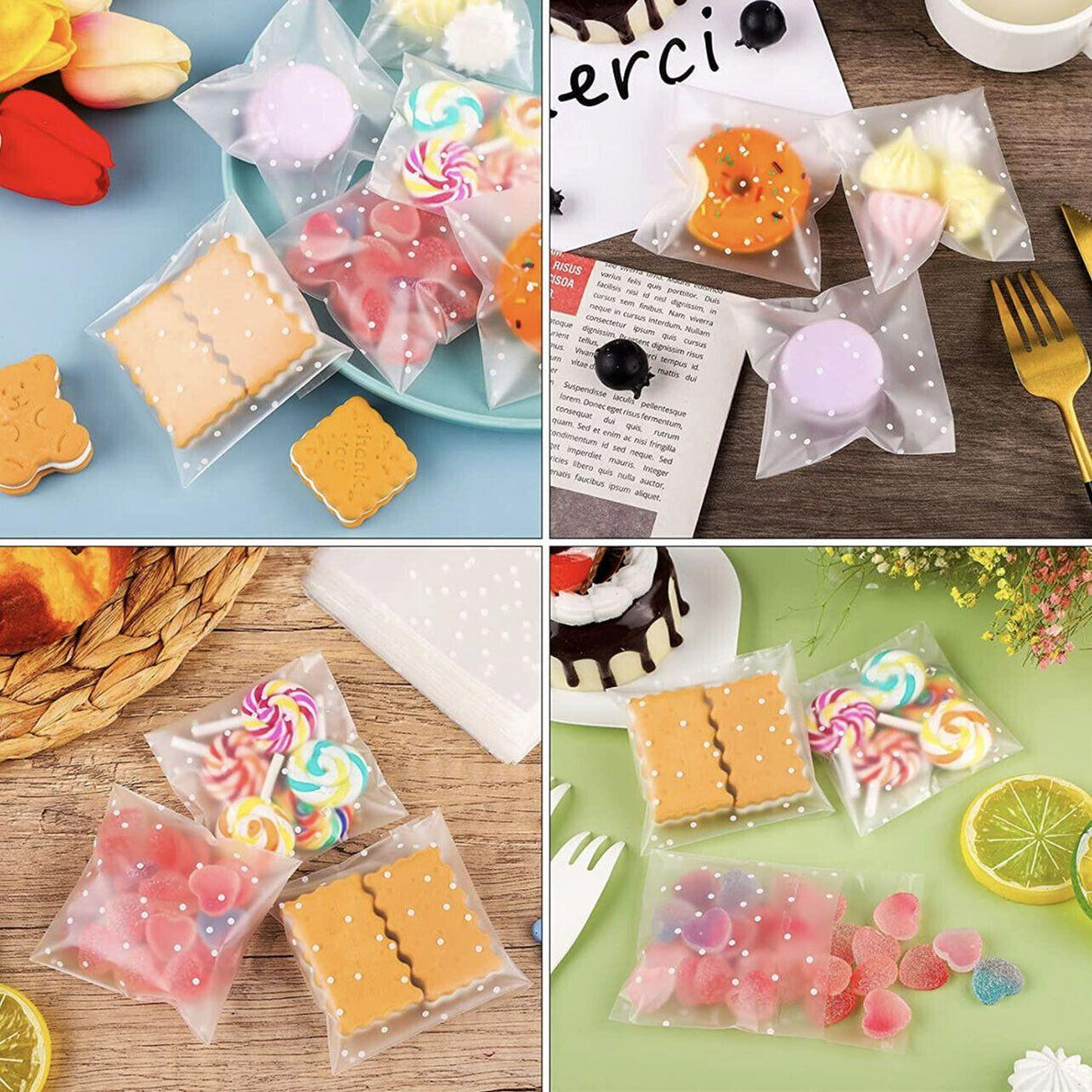 Dots Candy Packaging Bags 100PCS Self Adhesive Cookie Biscuit Gift Bags - Discount Packaging Warehouse