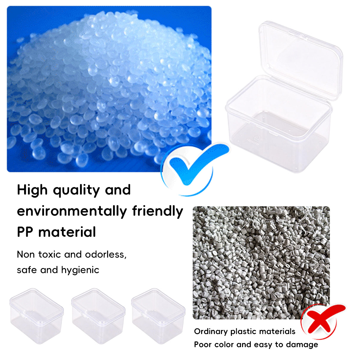 10PCS Mini Clear Plastic Storage Boxes Small Parts Organiser