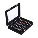 Elegant ring display box with clear glass lid and velvet interior