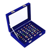 Elegant ring display box with clear glass lid and velvet interior