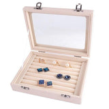 Elegant ring display box with clear glass lid and velvet interior