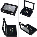 Elegant ring display box with clear glass lid and velvet interior