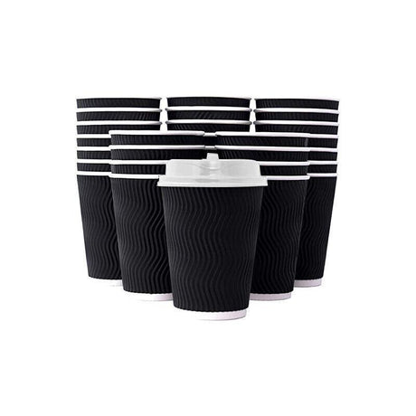 Stack of Disposable Coffee Cups ready for morning coffee rush