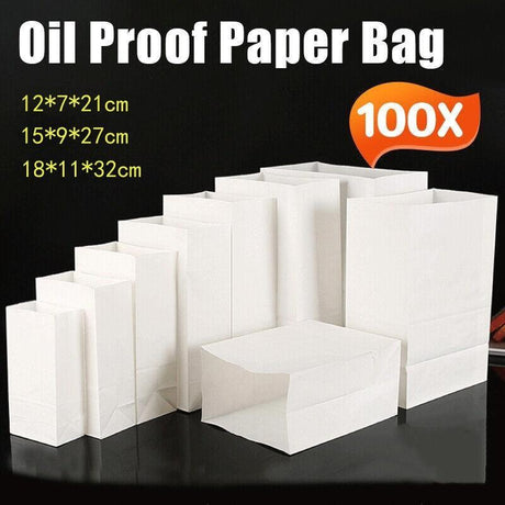 Elegant and durable white paper bags with bread