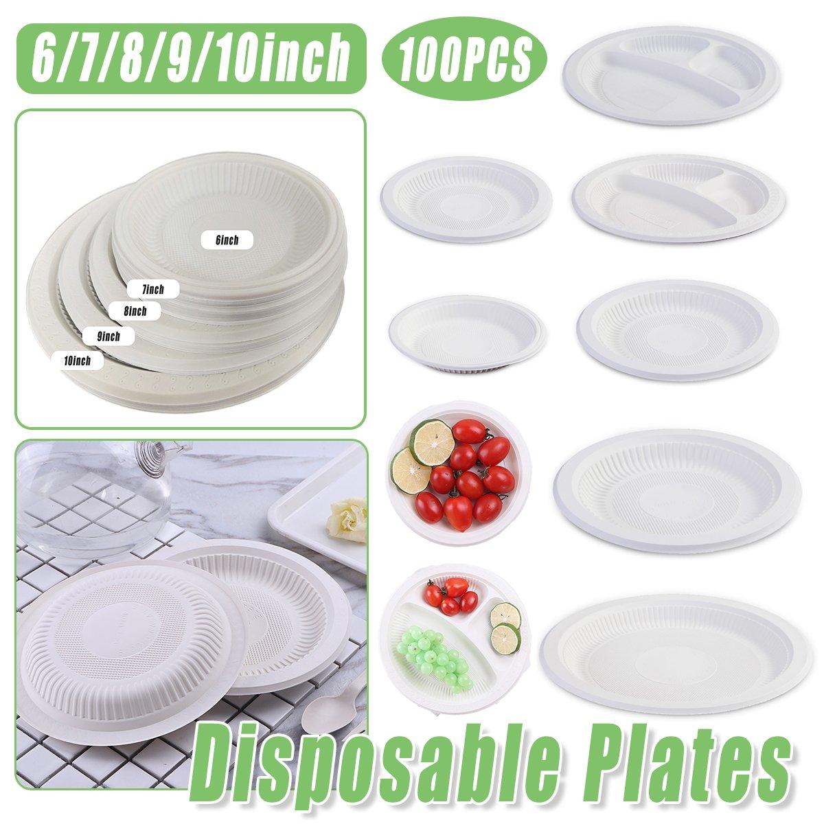 Disposable Plates 100PCS Corn Starch Degradable for Parties and Events