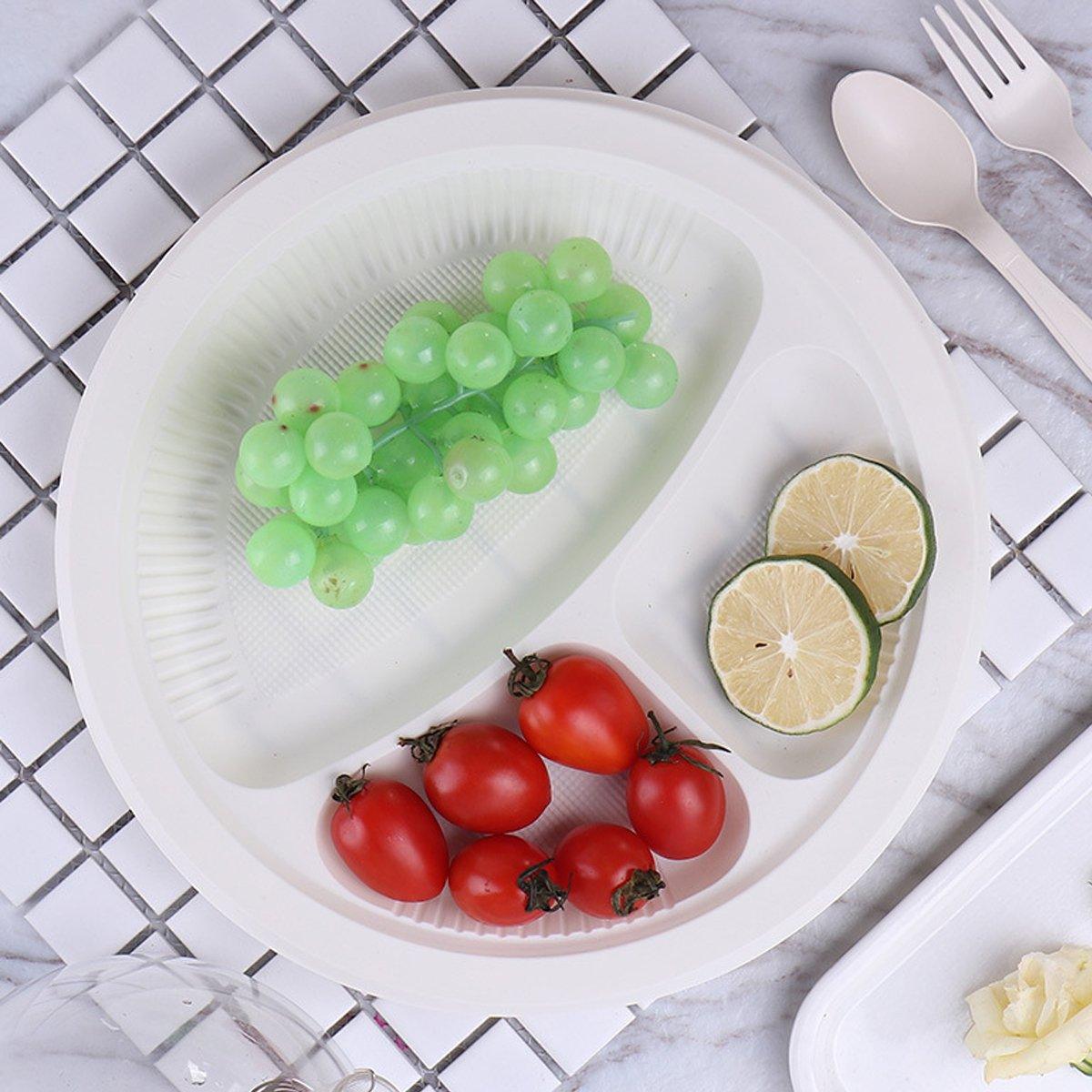 Disposable Plates 100PCS Corn Starch Degradable for Parties and Events