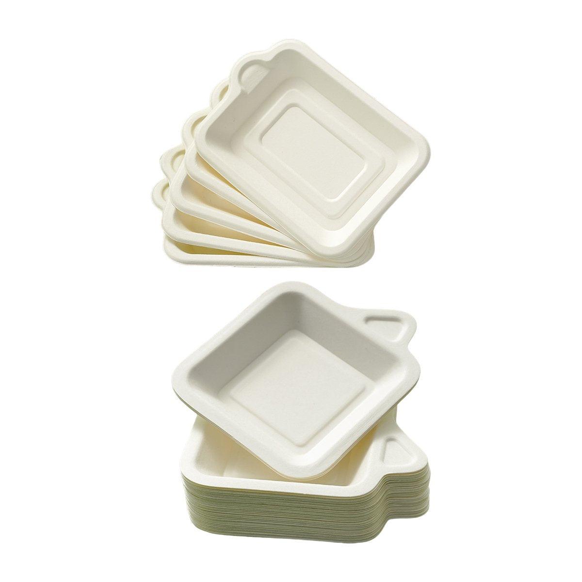 Disposable Trays 100PCS Sugarcane Pulp Square and Rectangle for Parties and Events