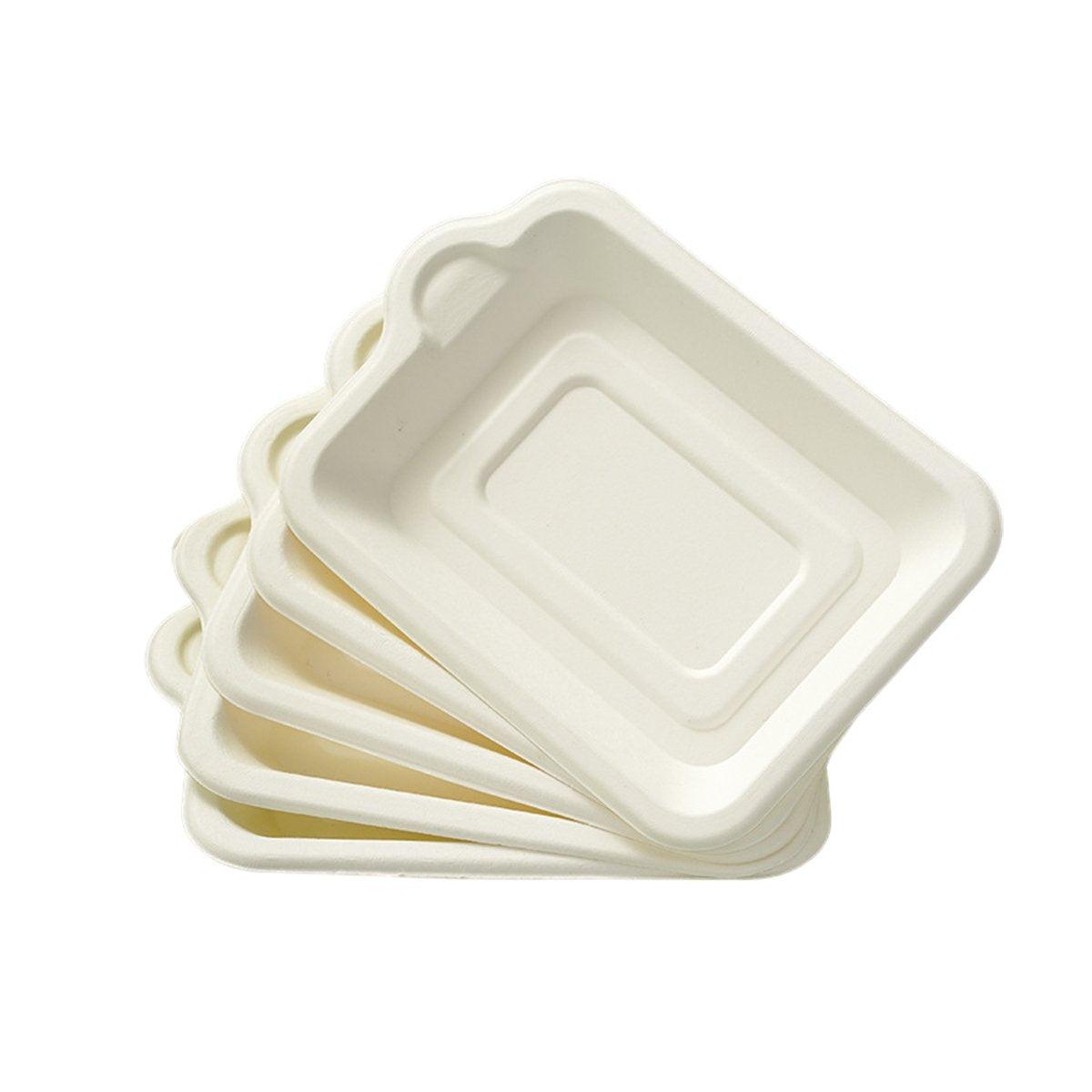 Disposable Trays 100PCS Sugarcane Pulp Square and Rectangle for Parties and Events