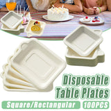 Disposable Trays 100PCS Sugarcane Pulp Square and Rectangle for Parties and Events