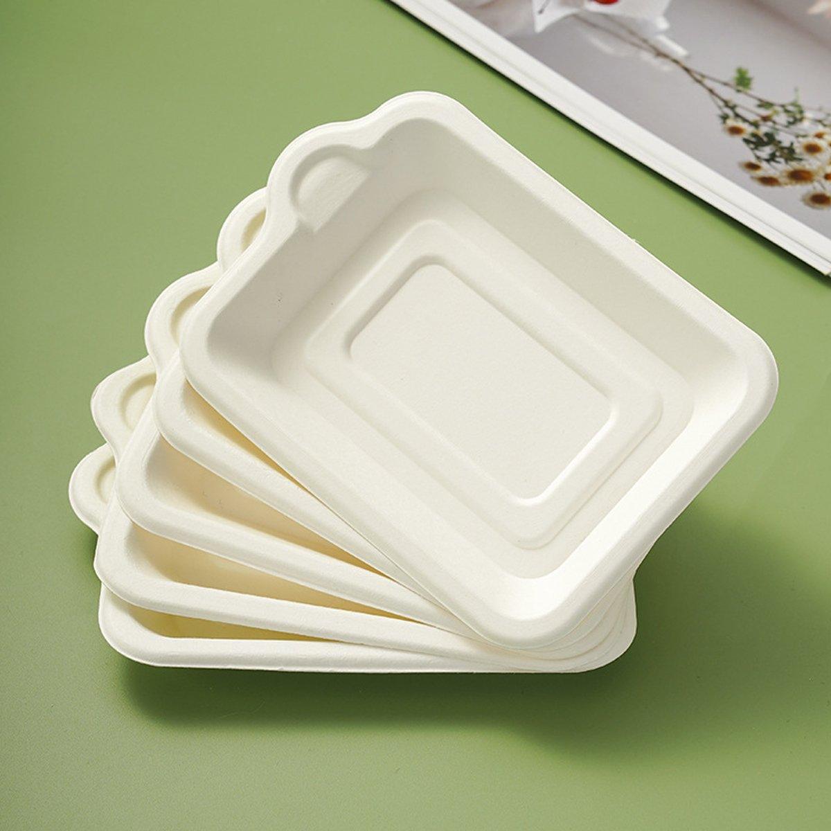 Disposable Trays 100PCS Sugarcane Pulp Square and Rectangle for Parties and Events