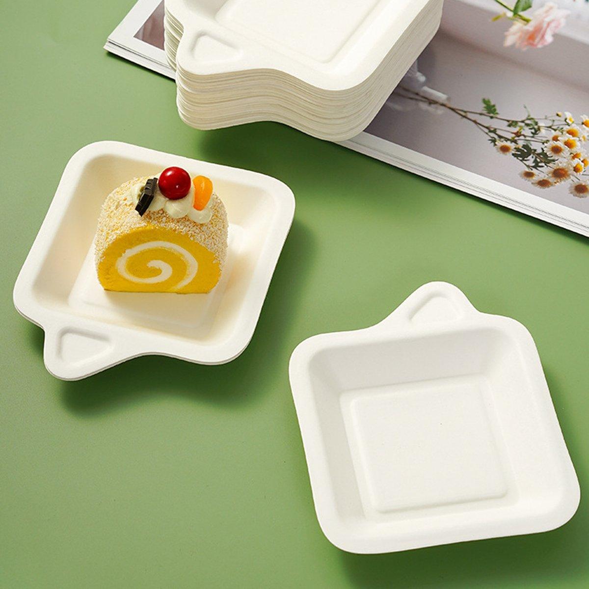 Disposable Trays 100PCS Sugarcane Pulp Square and Rectangle for Parties and Events