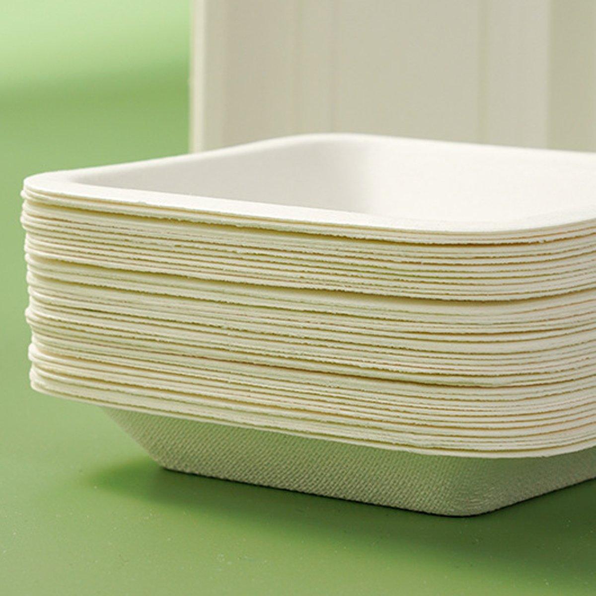 Disposable Trays 100PCS Sugarcane Pulp Square and Rectangle for Parties and Events