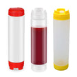 Double-Ended Sauce Dispenser Bottles 4PCS 3Colours 16Oz PE/PP Large Capacity - Discount Packaging Warehouse