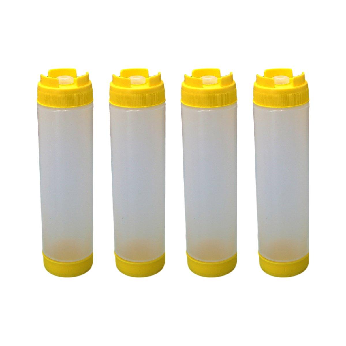 Double-Ended Sauce Dispenser Bottles 4PCS 3Colours 16Oz PE/PP Large Capacity - Discount Packaging Warehouse