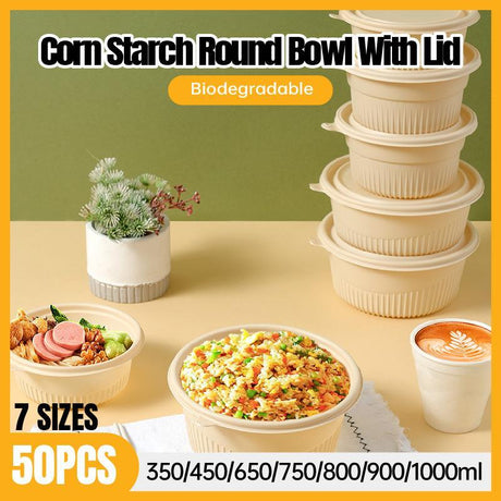 Durable Disposable Bowl with Lid for Convenient Serving