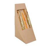 Kraft Paper Sandwich Wedge with Clear Window 250PCS 12*12*6.5cm Kraft Paper - Discount Packaging Warehouse