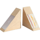 Kraft Paper Sandwich Wedge with Clear Window 250PCS 12*12*6.5cm Kraft Paper - Discount Packaging Warehouse