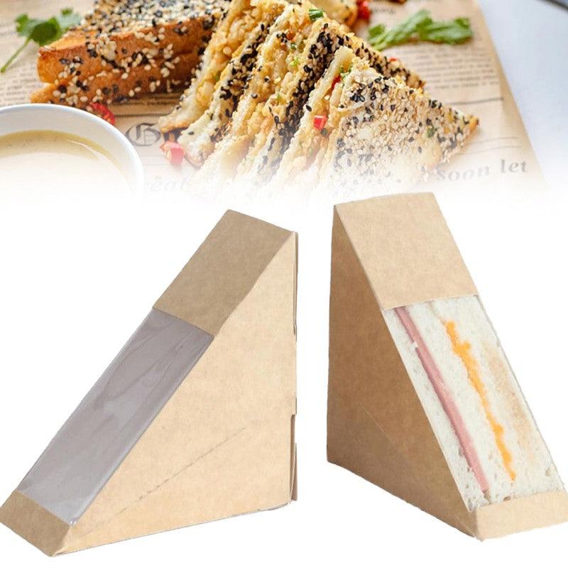 Kraft Paper Sandwich Wedge with Clear Window 250PCS 12*12*6.5cm Kraft Paper - Discount Packaging Warehouse