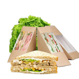 Kraft Paper Sandwich Wedge with Clear Window 250PCS 12*12*6.5cm Kraft Paper - Discount Packaging Warehouse