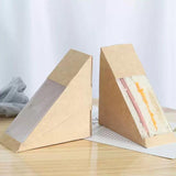 Kraft Paper Sandwich Wedge with Clear Window 250PCS 12*12*6.5cm Kraft Paper - Discount Packaging Warehouse