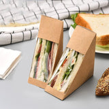 Kraft Paper Sandwich Wedge with Clear Window 250PCS 12*12*6.5cm Kraft Paper - Discount Packaging Warehouse